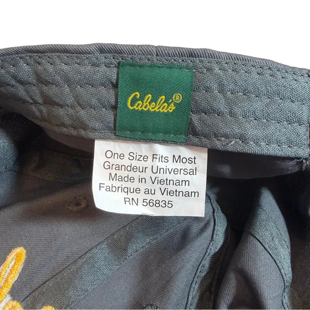 Cabela's Club Cap Embroidered Strap Back Gray Yellow Outdoor Hunting Dad Hat OSF